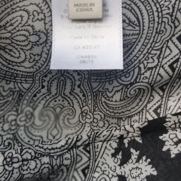 Talbots / S/M / Black and Cream Shear Paisley Ponc - Picture 2 of 4